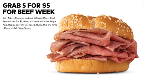 5 for 5 Beef Week at Arby's