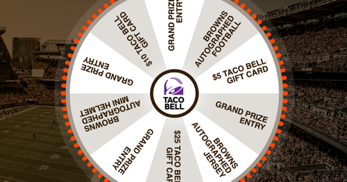 The Cleveland Browns 2023 Prize Wheel Instant Win Sweepstakes presented by Taco Bell